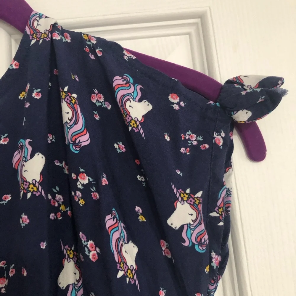Oshkosh Bgosh Girls Navy‎ Unicorn Print Tie-Shoulder Dress size 10